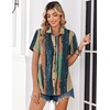 Zeagoo Summer Tops for Women Short Sleeve Button Down Shirt V Neck Blouse(Tie-dye Stripes)