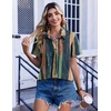 Zeagoo Summer Tops for Women Short Sleeve Button Down Shirt V Neck Blouse(Tie-dye Stripes)