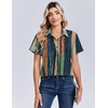 Zeagoo Summer Tops for Women Short Sleeve Button Down Shirt V Neck Blouse(Tie-dye Stripes)