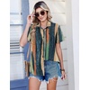 Zeagoo Summer Tops for Women Short Sleeve Button Down Shirt V Neck Blouse(Tie-dye Stripes)