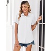 Zeagoo Summer Tops for Women Short Sleeve Button Down Shirt V Neck Blouse(White)