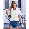 Zeagoo Summer Tops for Women Short Sleeve Button Down Shirt V Neck Blouse(White)
