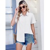 Zeagoo Summer Tops for Women Short Sleeve Button Down Shirt V Neck Blouse(White)