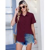 Zeagoo Summer Tops for Women Short Sleeve Button Down Shirt V Neck Blouse(Wine Red)