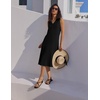 Zeagoo Sundresses Dresses for Women 2026 Summer Sleeveless V Neck Casual Midi Tank Beach Vacation Dresses with Pockets(Black)