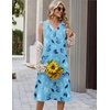 Zeagoo Sundresses Dresses for Women 2026 Summer Sleeveless V Neck Casual Midi Tank Beach Vacation Dresses with Pockets(Blue Leaf White)