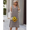 Zeagoo Sundresses Dresses for Women 2026 Summer Sleeveless V Neck Casual Midi Tank Beach Vacation Dresses with Pockets(Brown Dot)