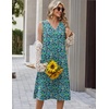 Zeagoo Sundresses Dresses for Women 2026 Summer Sleeveless V Neck Casual Midi Tank Beach Vacation Dresses with Pockets(Green 2)