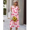 Zeagoo Sundresses Dresses for Women 2026 Summer Sleeveless V Neck Casual Midi Tank Beach Vacation Dresses with Pockets(Pink 2)