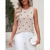 Zeagoo Tank Top for Women 2026 Loose Fit Casual Knit Fall Sweaters(Polka Dot-khaki)