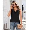 Zeagoo Tank Tops for Women 2026 Summer Top Henley Shirts Dressy Casual Loose Fit V-Neck Button Down Sleeveless Tshirt Blouse(Black)