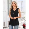 Zeagoo Tank Tops for Women 2026 Summer Top Henley Shirts Dressy Casual Loose Fit V-Neck Button Down Sleeveless Tshirt Blouse(Black)