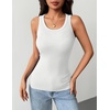 Zeagoo Tank Tops with Built in Bra for Women Sleeveless Ribbed Summer Tops(1-white)