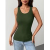 Zeagoo Tank Tops with Built in Bra for Women Sleeveless Ribbed Summer Tops(Army Green)