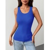 Zeagoo Tank Tops with Built in Bra for Women Sleeveless Ribbed Summer Tops(Blue)