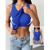 Zeagoo Tank Tops with Built in Bra for Women Sleeveless Ribbed Summer Tops(Blue)