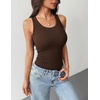 Zeagoo Tank Tops with Built in Bra for Women Sleeveless Ribbed Summer Tops(Brown)
