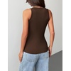 Zeagoo Tank Tops with Built in Bra for Women Sleeveless Ribbed Summer Tops(Brown)