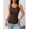 Zeagoo Tank Tops with Built in Bra for Women Sleeveless Ribbed Summer Tops(Brown)