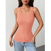 Zeagoo Tank Tops with Built in Bra for Women Sleeveless Ribbed Summer Tops(Coral)