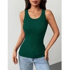 Zeagoo Tank Tops with Built in Bra for Women Sleeveless Ribbed Summer Tops(Dark Green)