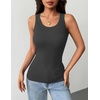 Zeagoo Tank Tops with Built in Bra for Women Sleeveless Ribbed Summer Tops(Dark Grey)