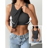 Zeagoo Tank Tops with Built in Bra for Women Sleeveless Ribbed Summer Tops(Dark Grey)