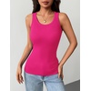 Zeagoo Tank Tops with Built in Bra for Women Sleeveless Ribbed Summer Tops(Hot Pink)