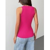 Zeagoo Tank Tops with Built in Bra for Women Sleeveless Ribbed Summer Tops(Hot Pink)