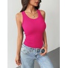 Zeagoo Tank Tops with Built in Bra for Women Sleeveless Ribbed Summer Tops(Hot Pink)