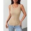 Zeagoo Tank Tops with Built in Bra for Women Sleeveless Ribbed Summer Tops(Khaki)