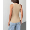 Zeagoo Tank Tops with Built in Bra for Women Sleeveless Ribbed Summer Tops(Khaki)