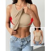 Zeagoo Tank Tops with Built in Bra for Women Sleeveless Ribbed Summer Tops(Khaki)