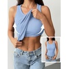 Zeagoo Tank Tops with Built in Bra for Women Sleeveless Ribbed Summer Tops(Light Blue)