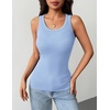 Zeagoo Tank Tops with Built in Bra for Women Sleeveless Ribbed Summer Tops(Light Blue)