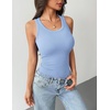 Zeagoo Tank Tops with Built in Bra for Women Sleeveless Ribbed Summer Tops(Light Blue)
