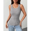 Zeagoo Tank Tops with Built in Bra for Women Sleeveless Ribbed Summer Tops(Light Grey)