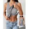 Zeagoo Tank Tops with Built in Bra for Women Sleeveless Ribbed Summer Tops(Light Grey)