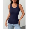 Zeagoo Tank Tops with Built in Bra for Women Sleeveless Ribbed Summer Tops(Navy Blue)