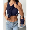 Zeagoo Tank Tops with Built in Bra for Women Sleeveless Ribbed Summer Tops(Navy Blue)