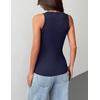 Zeagoo Tank Tops with Built in Bra for Women Sleeveless Ribbed Summer Tops(Navy Blue)