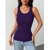 Zeagoo Tank Tops with Built in Bra for Women Sleeveless Ribbed Summer Tops(Purple)