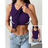Zeagoo Tank Tops with Built in Bra for Women Sleeveless Ribbed Summer Tops(Purple)