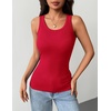 Zeagoo Tank Tops with Built in Bra for Women Sleeveless Ribbed Summer Tops(Red)