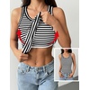 Zeagoo Tank Tops with Built in Bra for Women Sleeveless Ribbed Summer Tops(Stripe Black White)