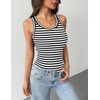 Zeagoo Tank Tops with Built in Bra for Women Sleeveless Ribbed Summer Tops(Stripe Black White)