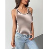 Zeagoo Tank Tops with Built in Bra for Women Sleeveless Ribbed Summer Tops(Stripe Brown White)