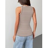 Zeagoo Tank Tops with Built in Bra for Women Sleeveless Ribbed Summer Tops(Stripe Brown White)