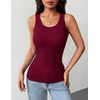Zeagoo Tank Tops with Built in Bra for Women Sleeveless Ribbed Summer Tops(Wine Red)