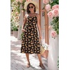 Zeagoo Women 2026 Summer Adjustable Spaghetti Strap Sundress Casual Ruched Floral V Neck Midi Flowy Beach Dress with Pockets(Black Orange Floral)